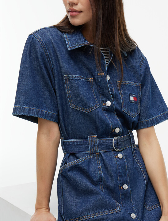 Denim Utility Short Sleeve Shirt Dress
