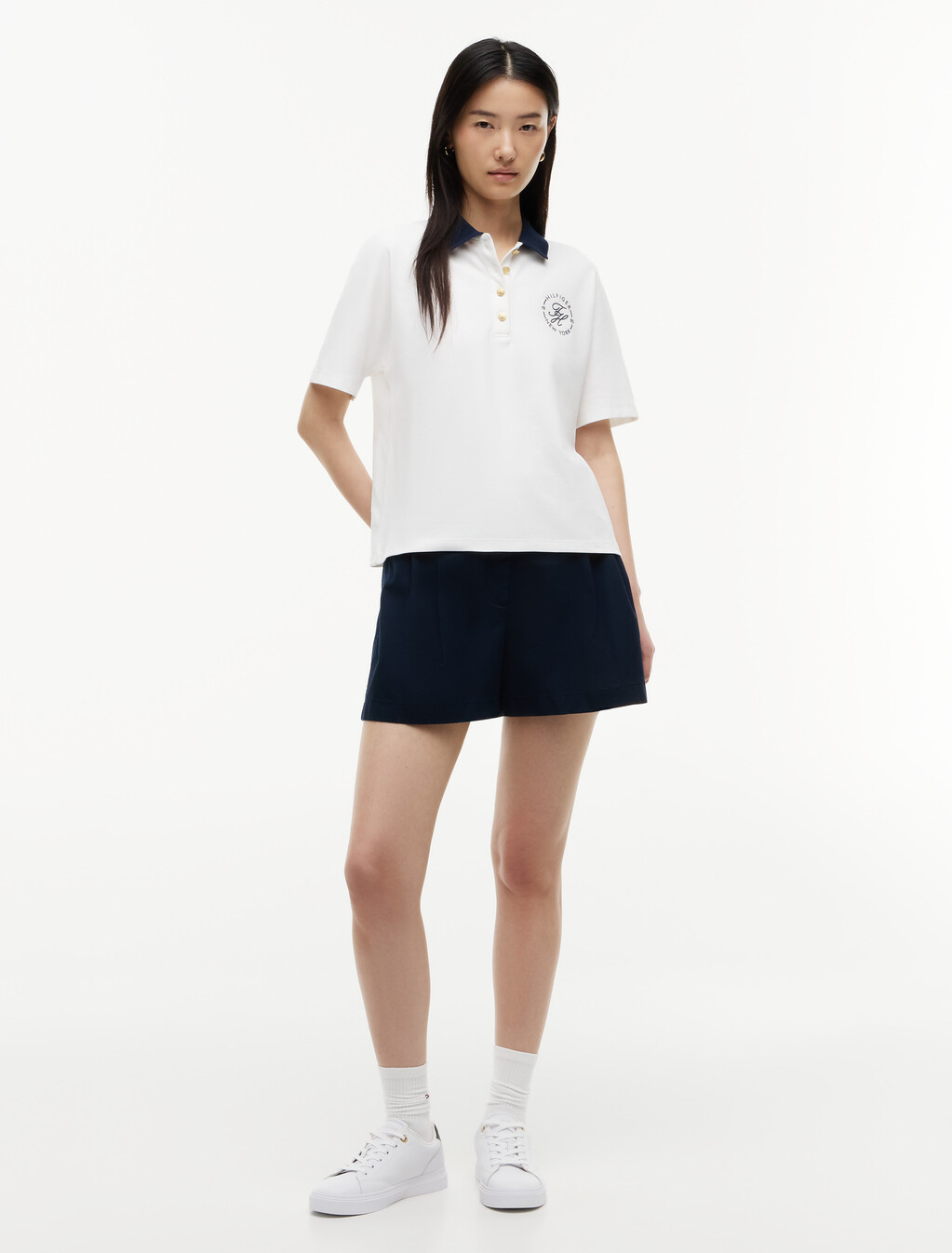 Regular Fit Gold-Tone Button Polo Shirt, Ecru, hi-res