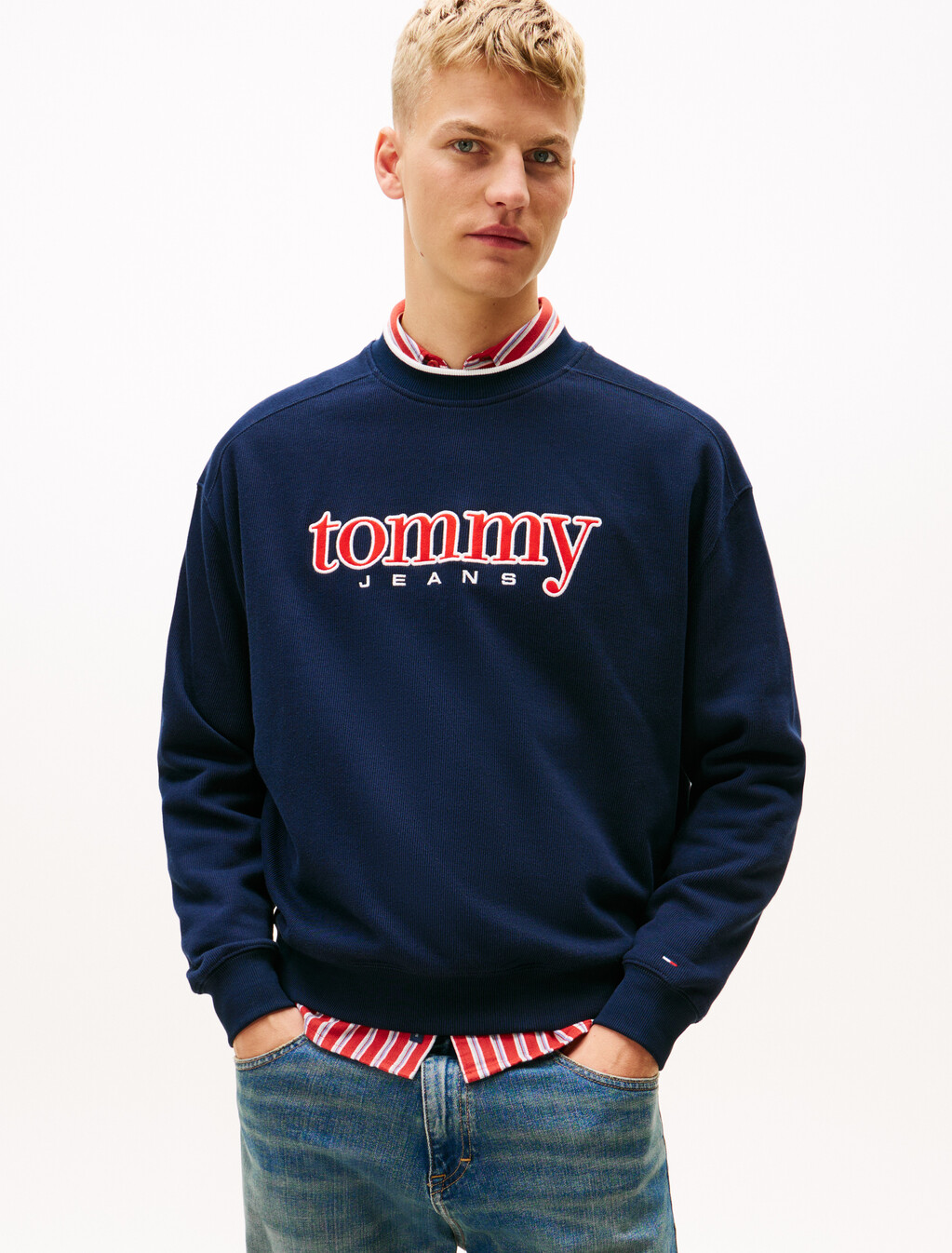 90s Logo Appliqué Fleece Sweatshirt, Dark Night Navy, hi-res