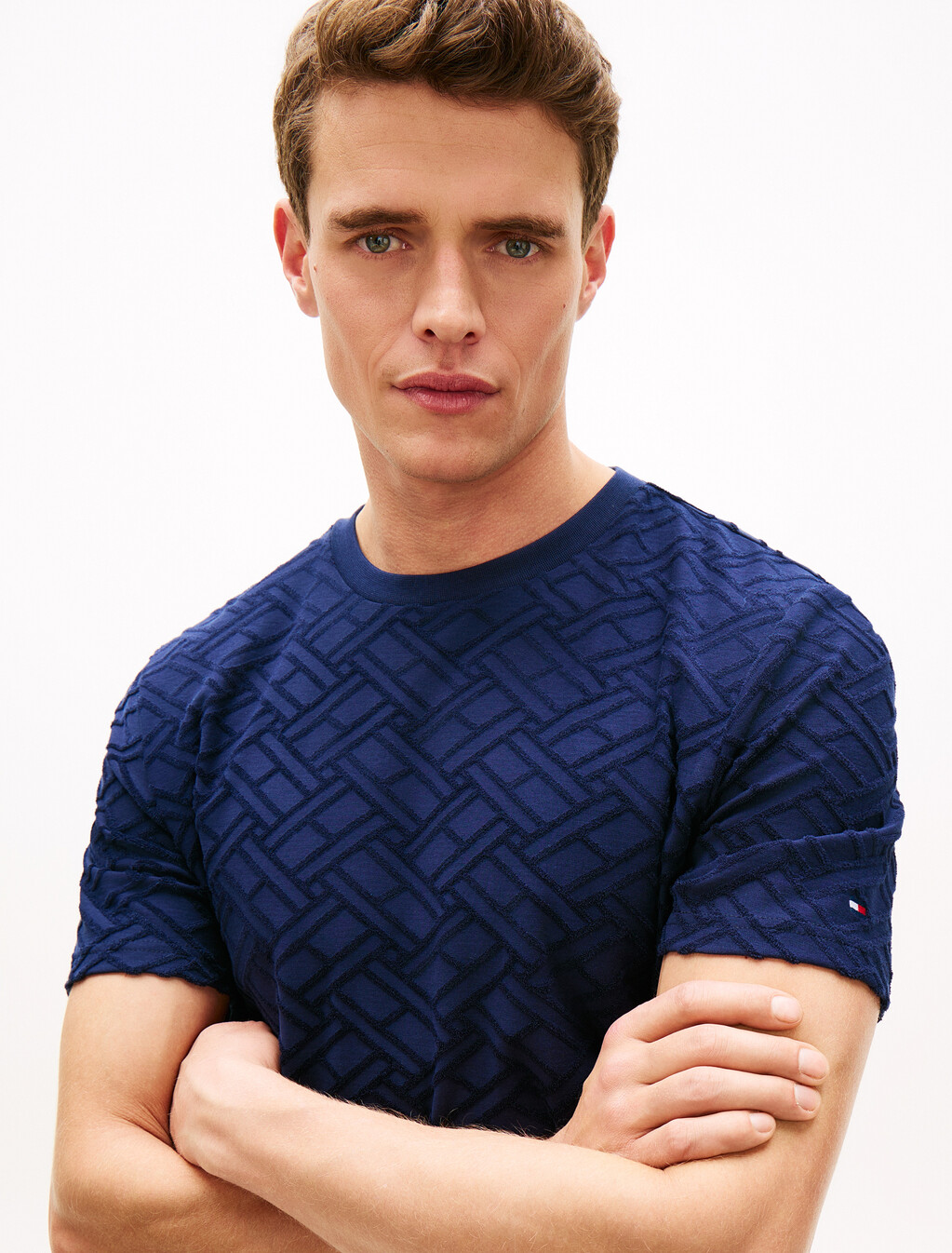 All Over Flag Jacquard T-Shirt, Carbon Navy, hi-res