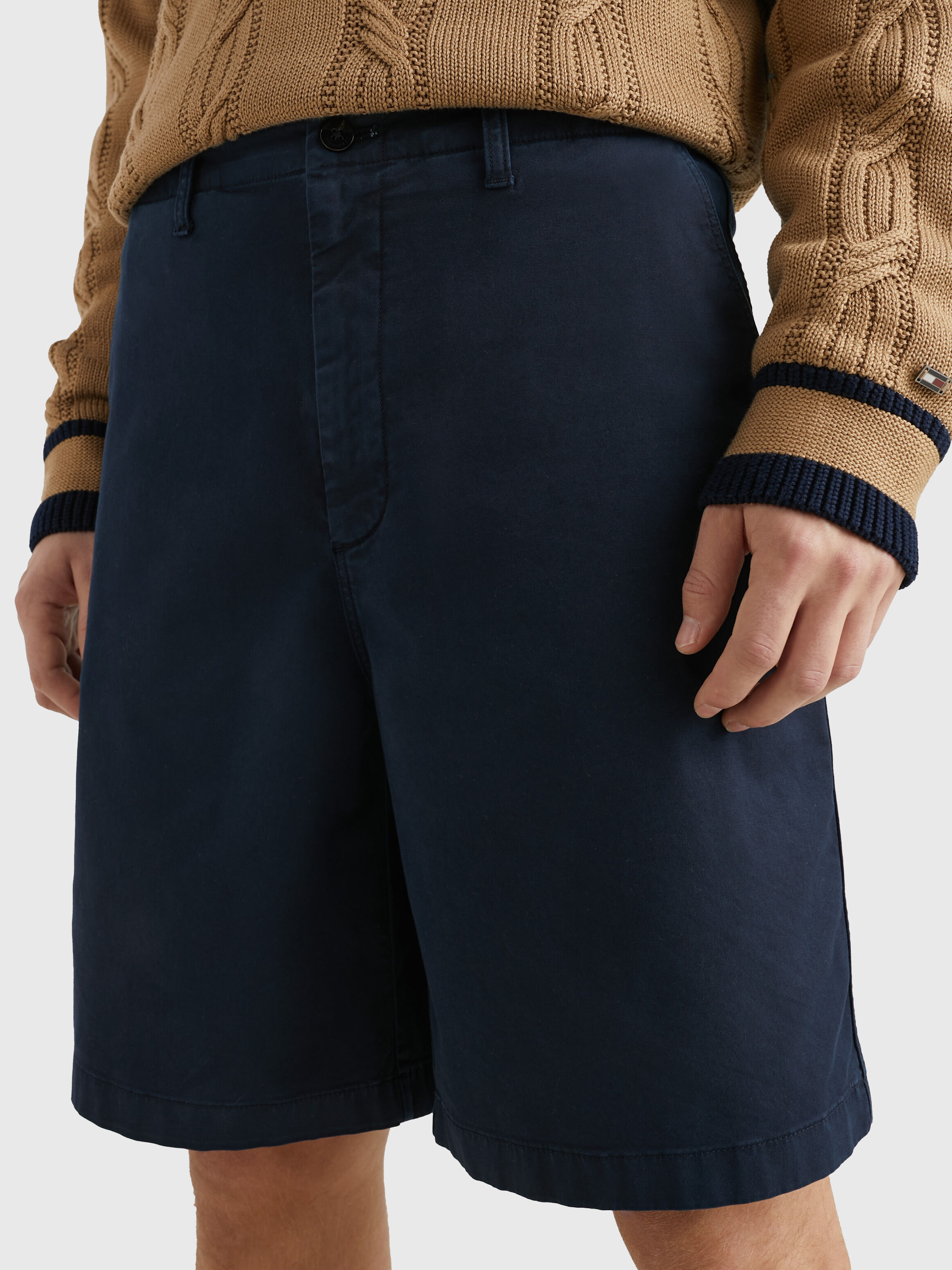 Garment Dyed Gabardine Wide Leg Bermuda Shorts