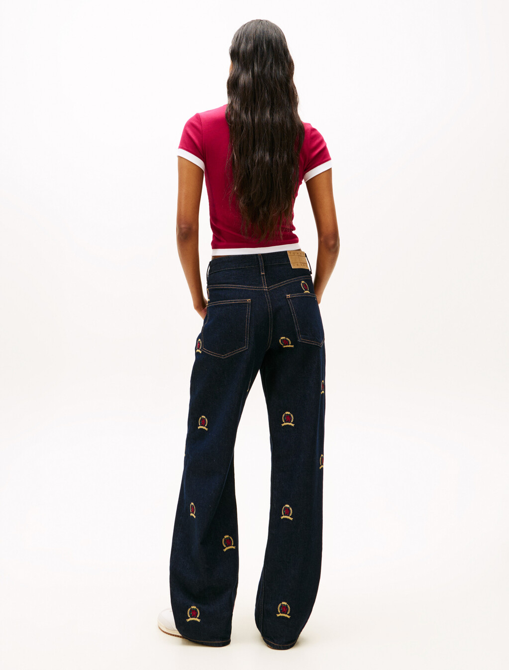 Tommy Badge Ribbed Slim T-Shirt, Lavish Cerise, hi-res