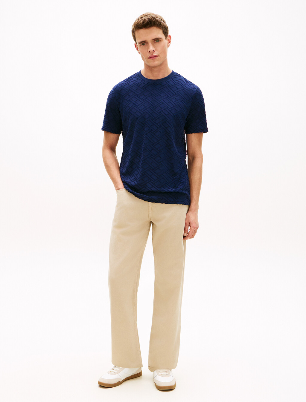 All Over Flag Jacquard T-Shirt, Carbon Navy, hi-res