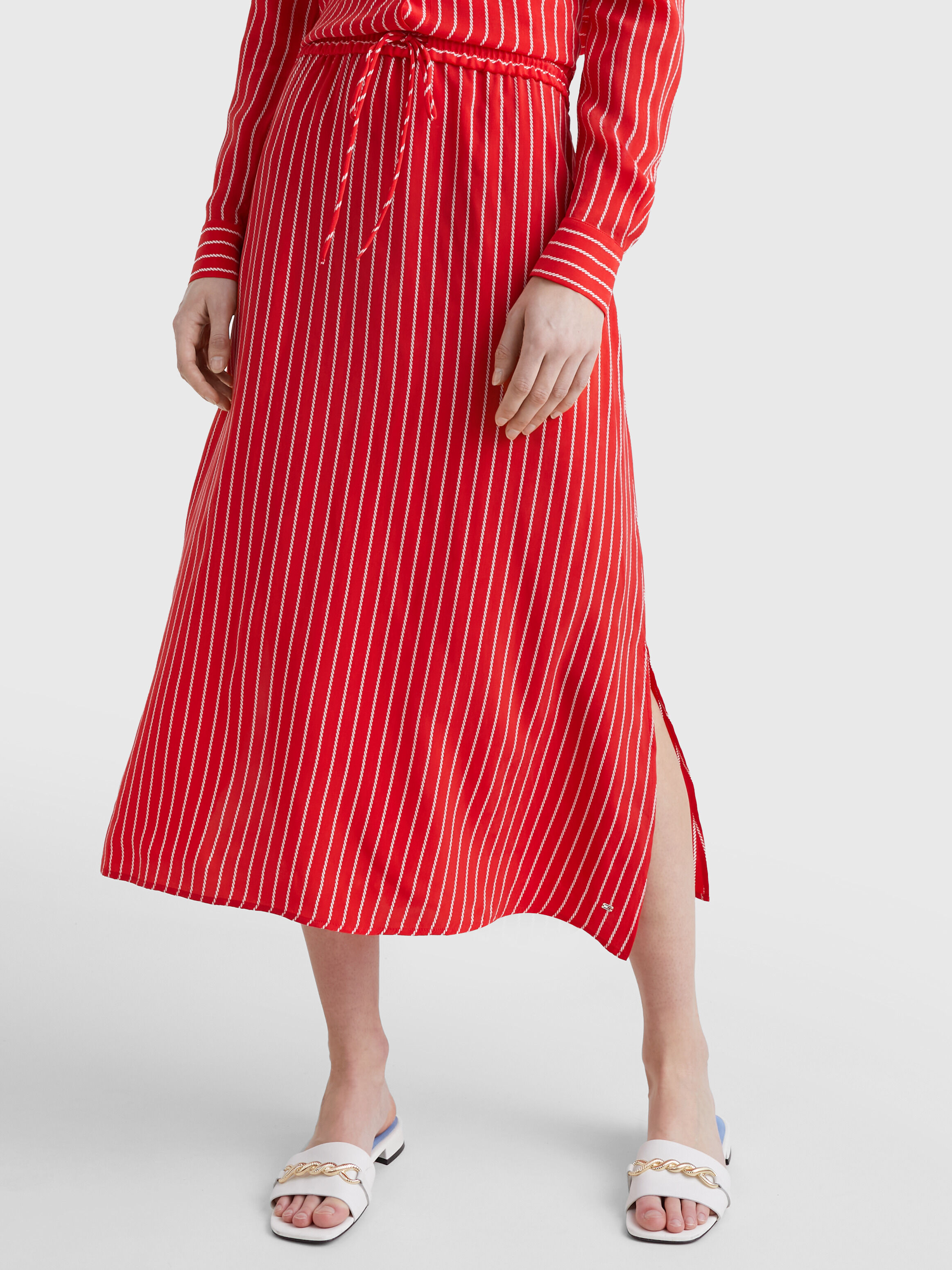 Red stripe midi dress store
