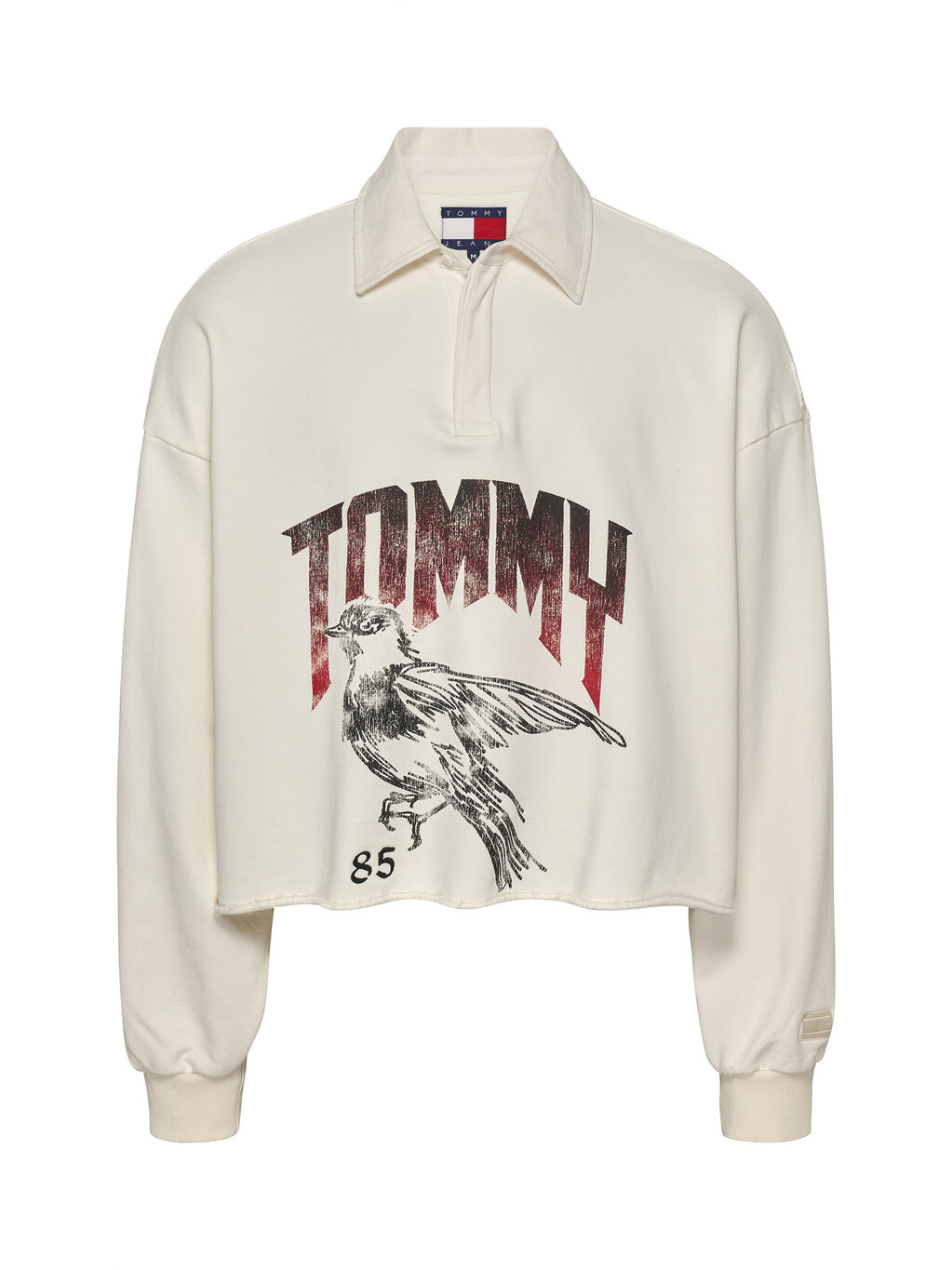 Graphic Cropped Rugby Shirt, Ancient White, hi-res