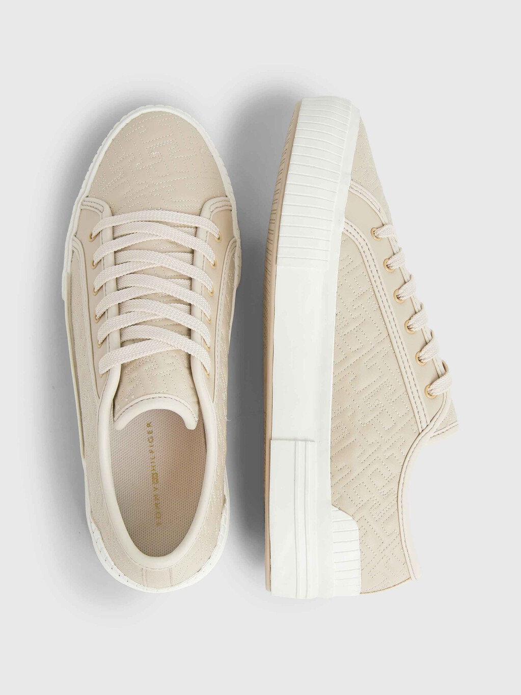 TH Monogram Quilted Lace-Up Trainers, Merino, hi-res