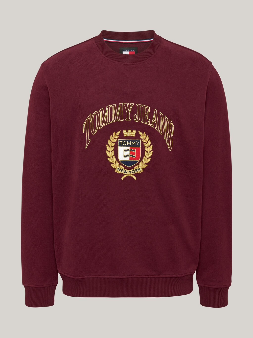 Logo Embroidery Crew Neck Sweatshirt, Deep Rouge, hi-res