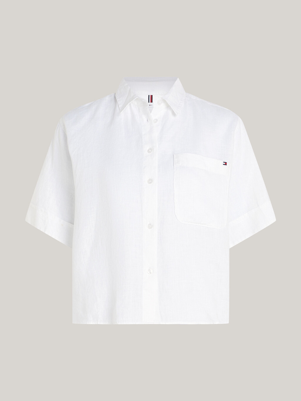 Linen Relaxed Fit Short Sleeve Shirt, Th Optic White, hi-res