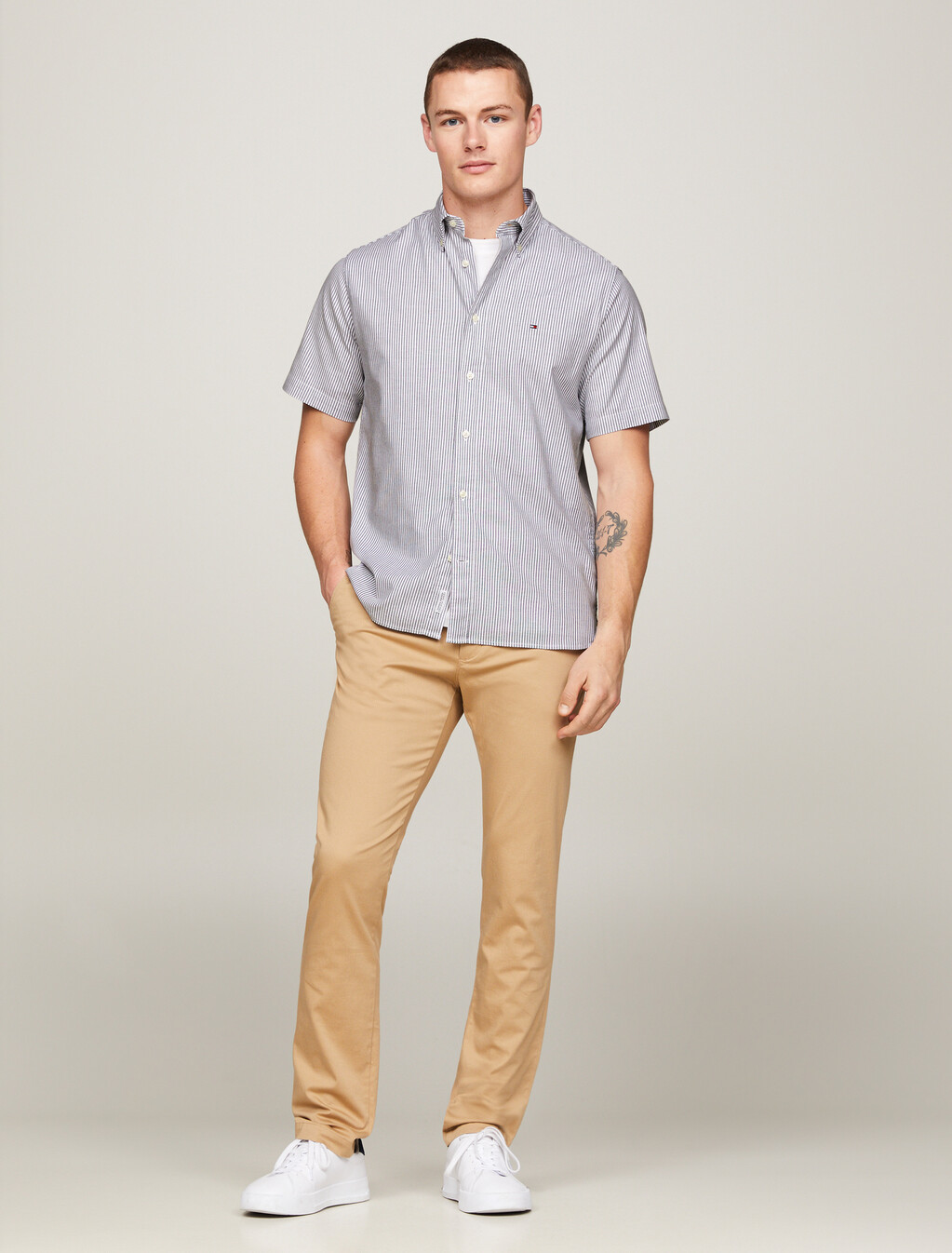 Flag Stripe Short Sleeve Shirt, Carbon Navy / Optic White, hi-res