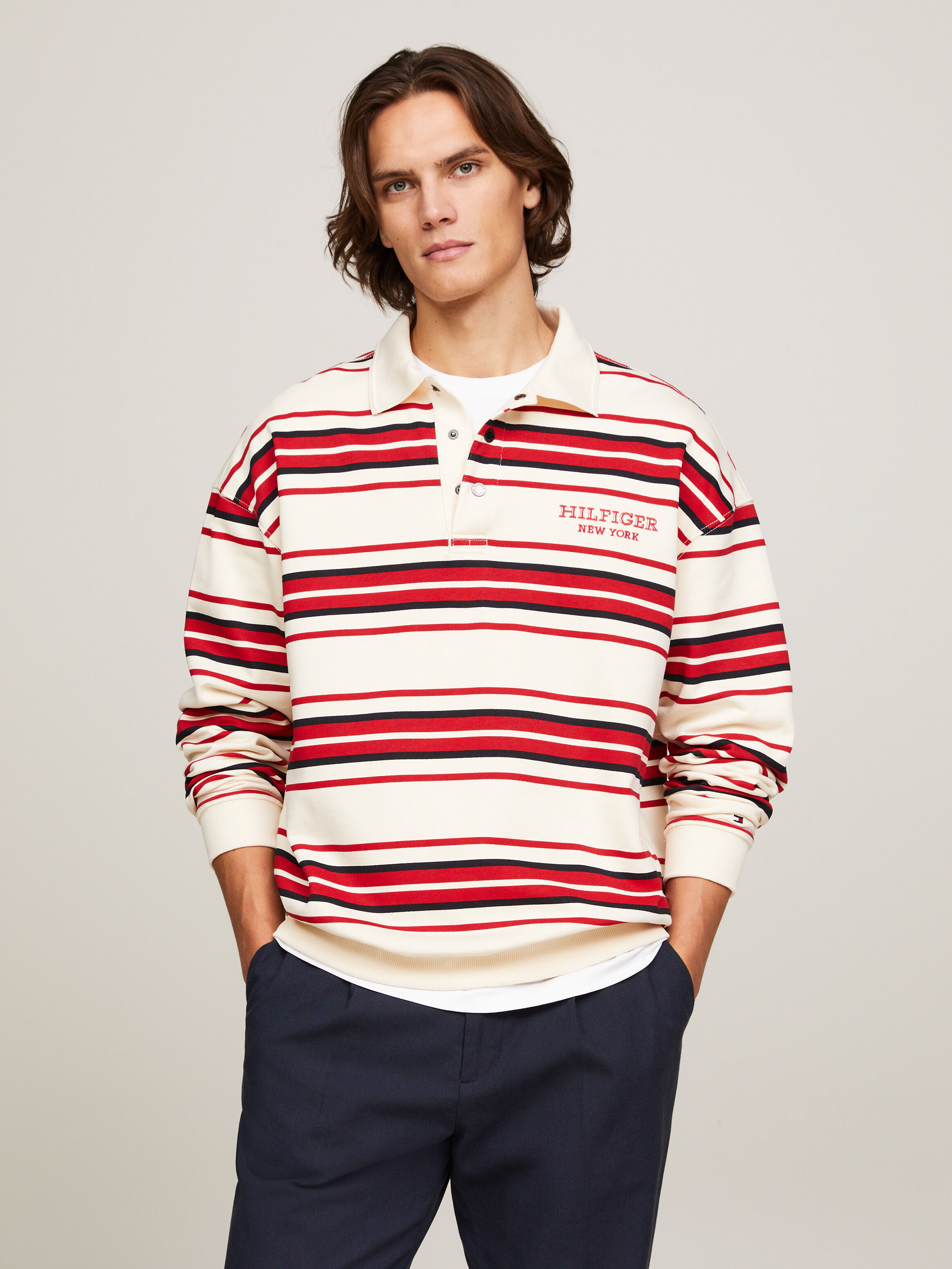 Tommy hilfiger rugby stripe puffer 2025