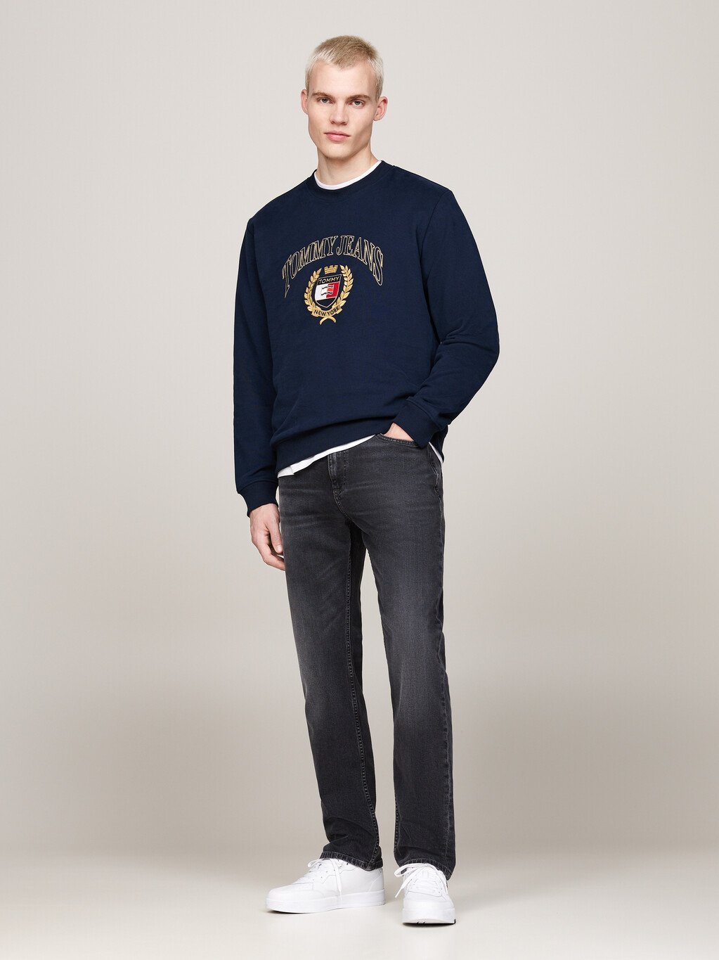 Logo Embroidery Crew Neck Sweatshirt, Dark Night Navy, hi-res