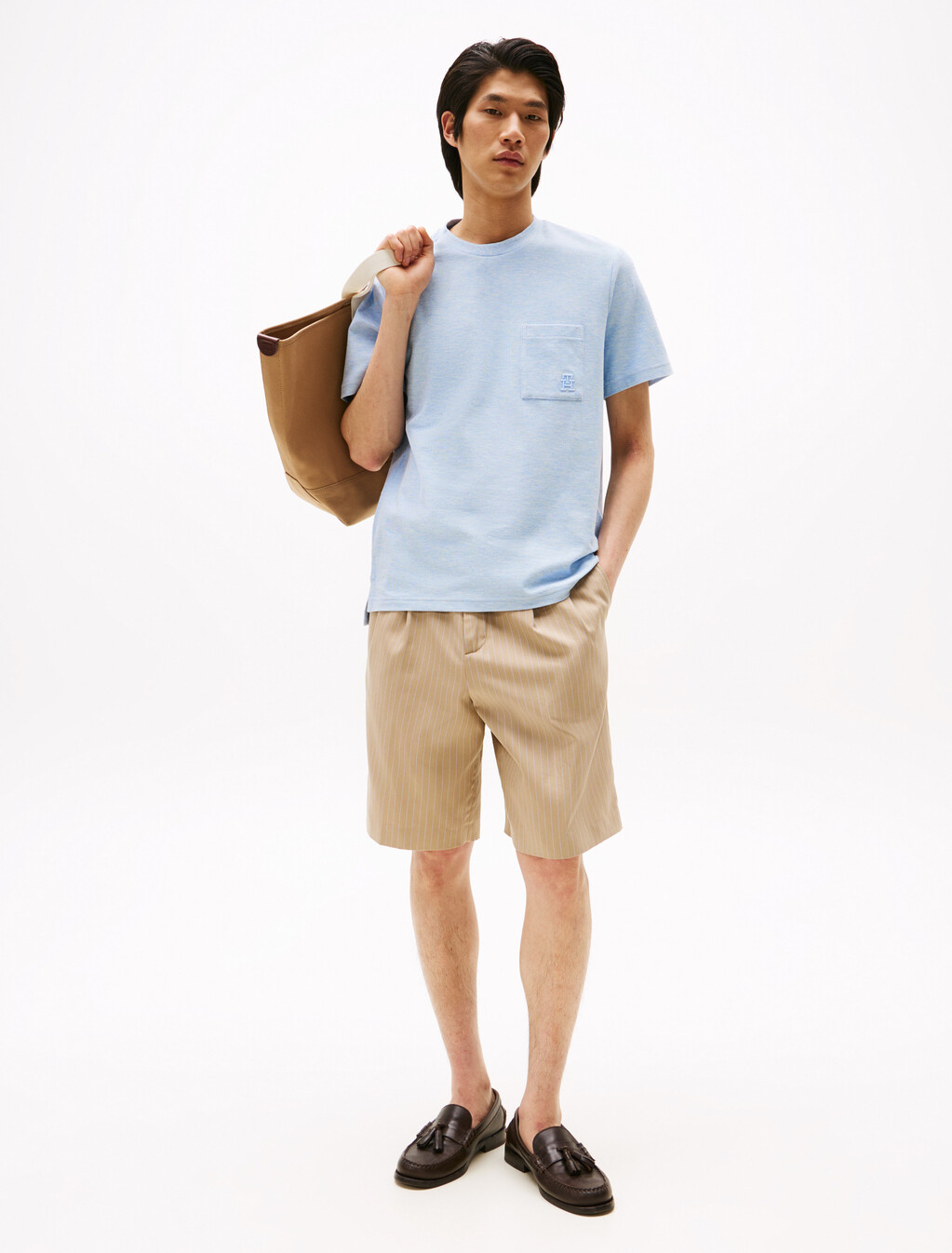 Monogram Pocket T-Shirt, Heathered Blue, hi-res