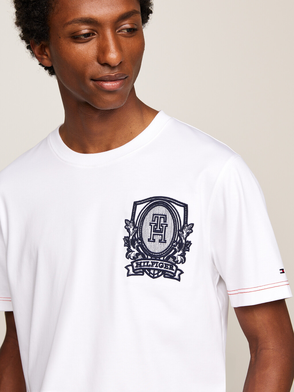 Tonal Logo Embroidery T-Shirt, White, hi-res