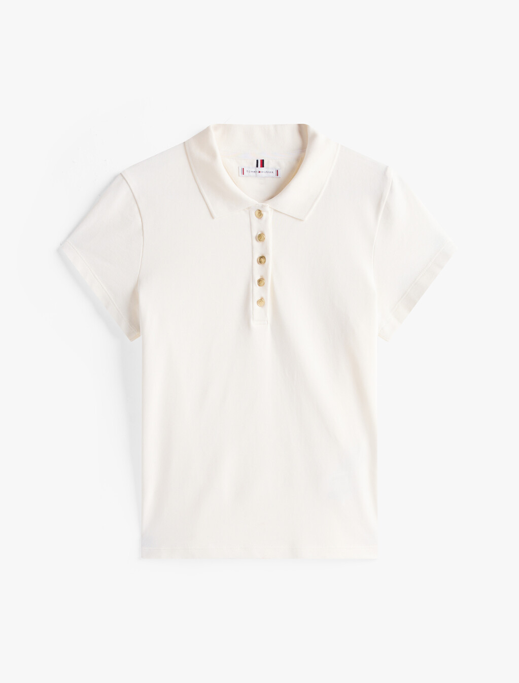 Golden Button Slim Polo, Ivory Silk, hi-res