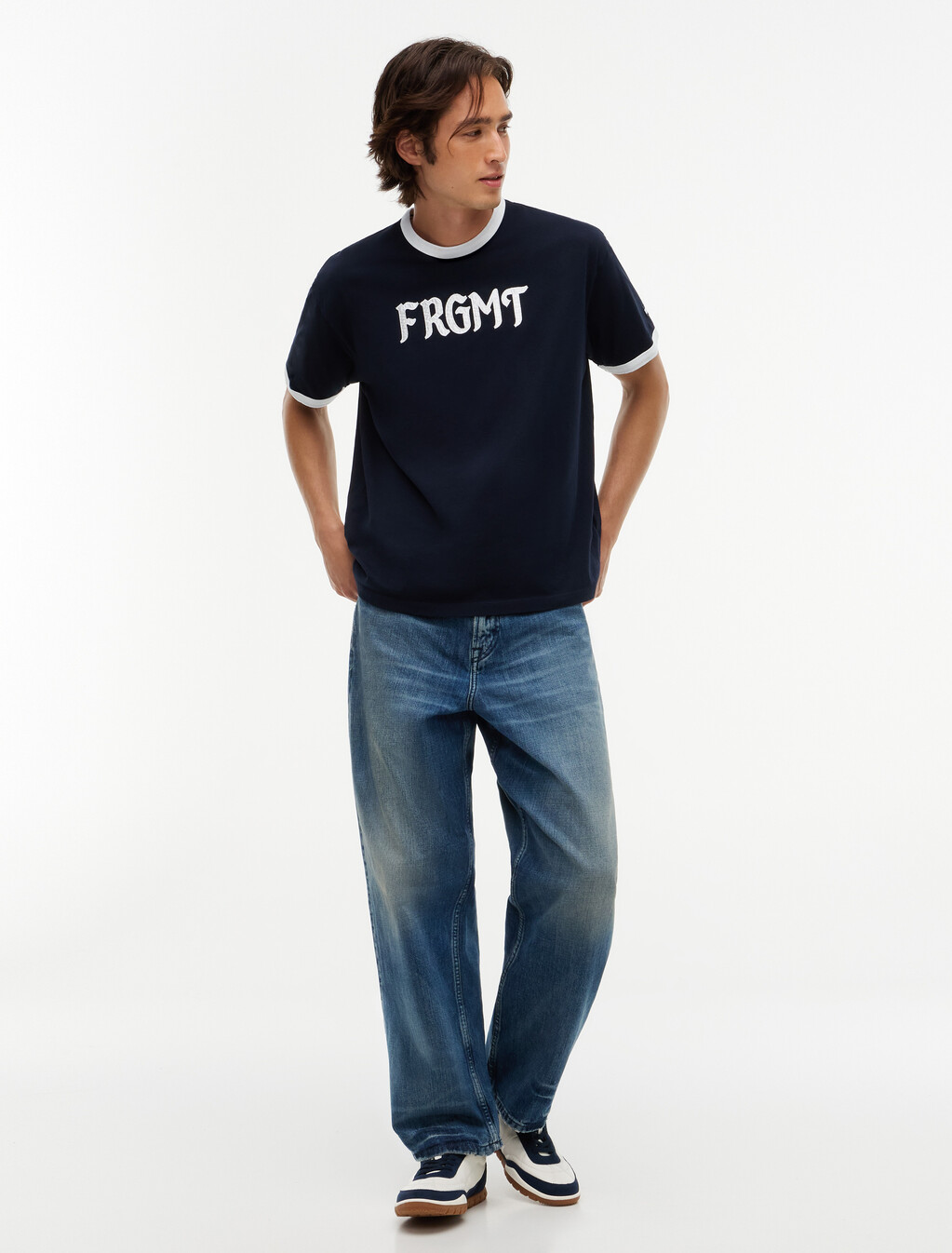Relaxed Jersey Ringer T-Shirt, Navy Blue, hi-res