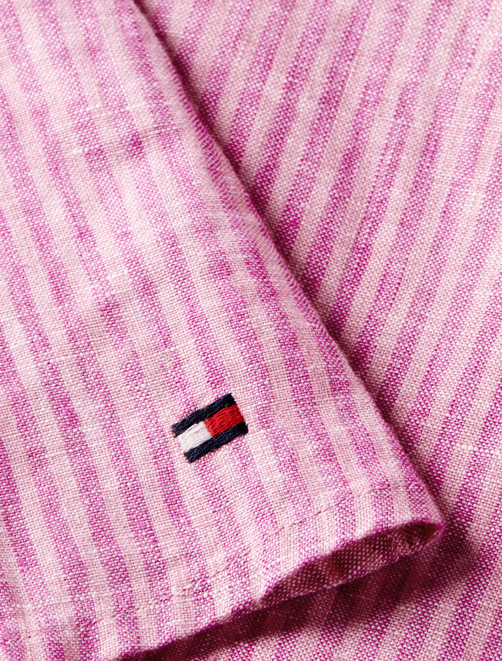 Pure Linen Relaxed Mini Wrap Dress, Mini Classic Pink Stripe, hi-res