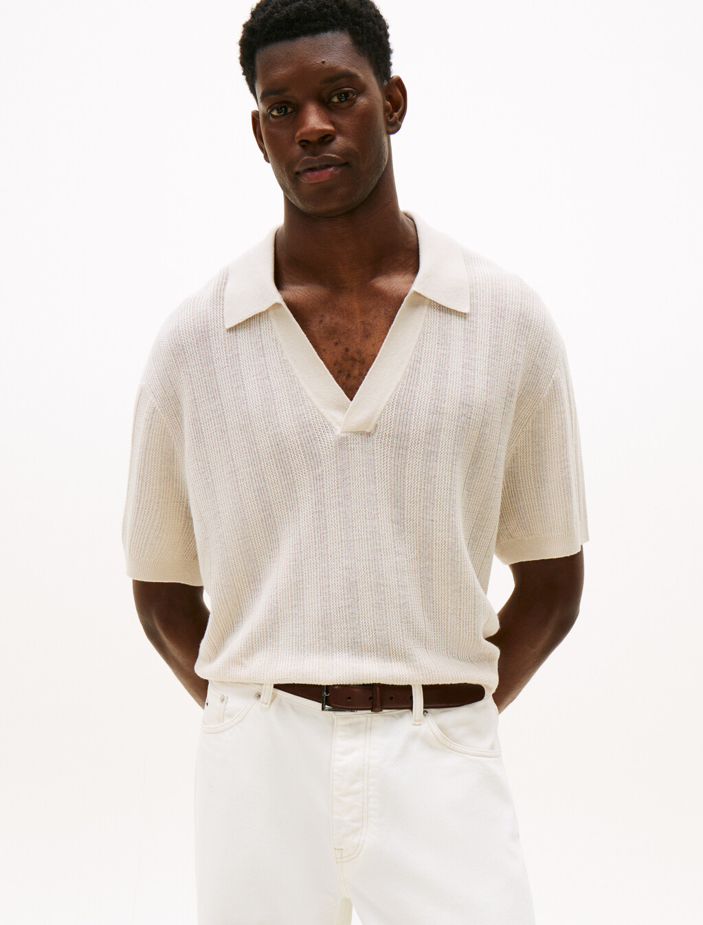 The APXGP Collection Polo Shirt With Linen, Newsprint, hi-res