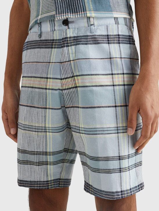 HARLEM MADRAS COTTON LINEN SHORTS