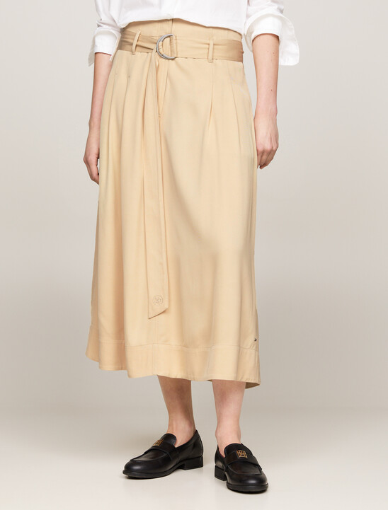 Belted Utility Midi Skirt