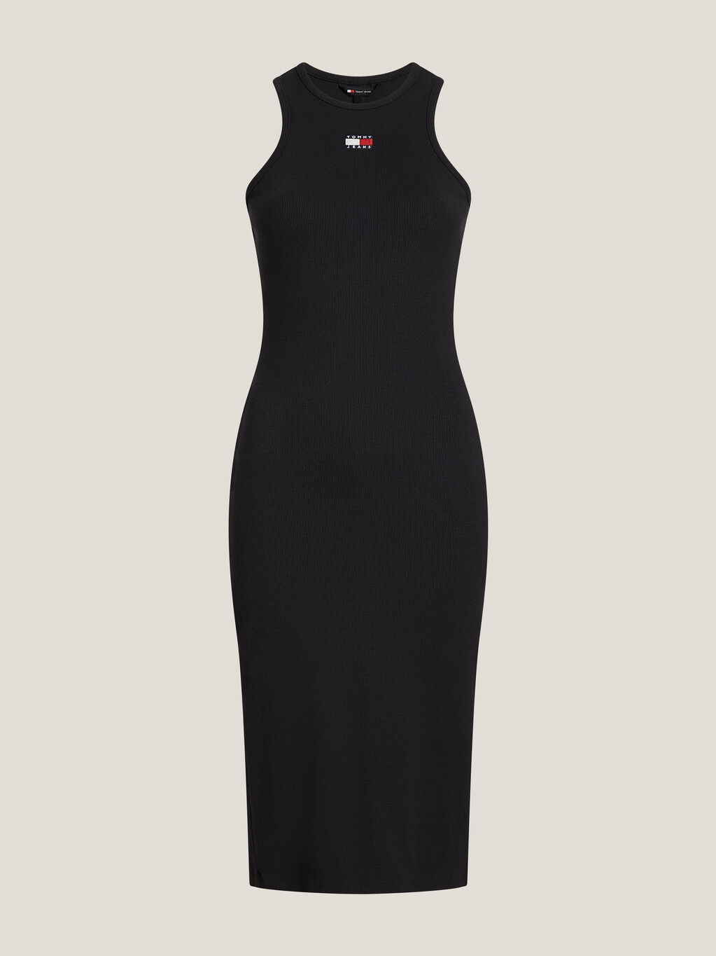 Rib Knit Flag Badge Racer Dress, Black, hi-res