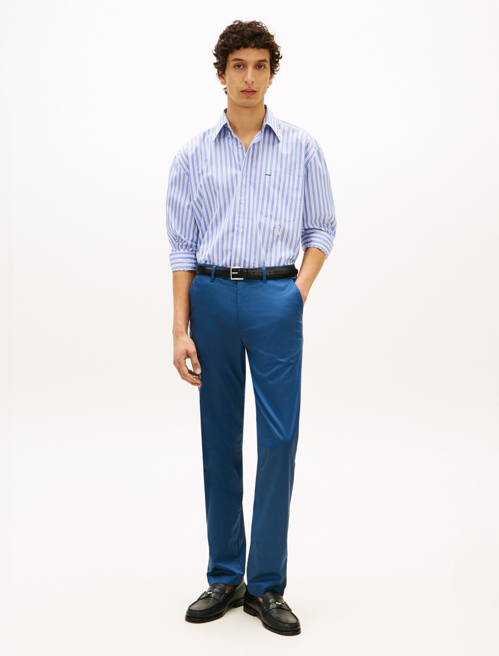 Low Rise Cotton Satin Denton Chino, Aegean Sea, hi-res
