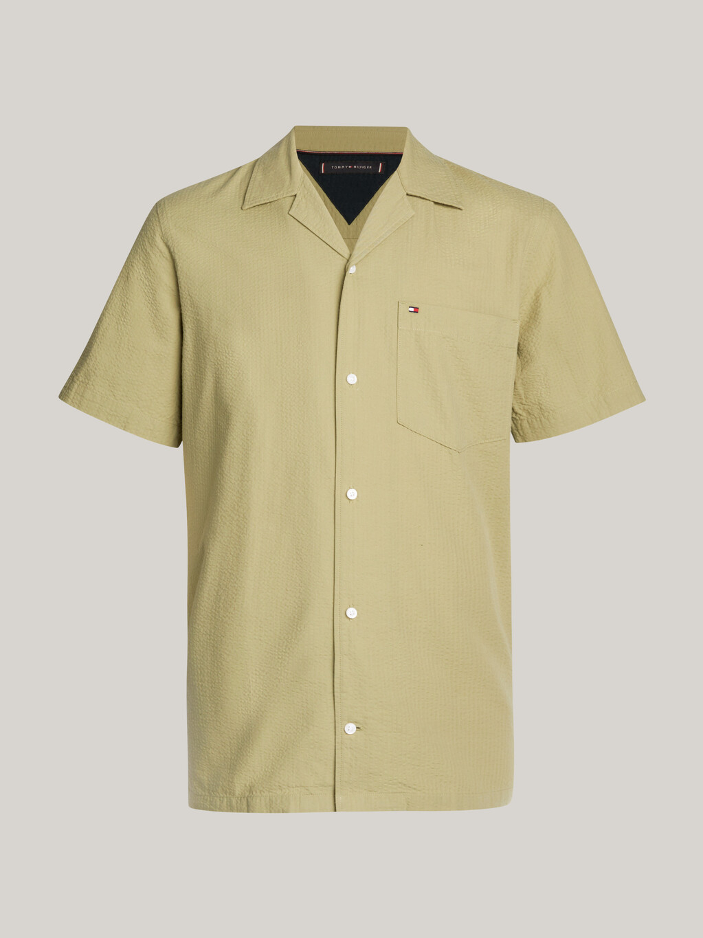 Seersucker Regular Fit Short Sleeve Shirt, Faded Olive, hi-res