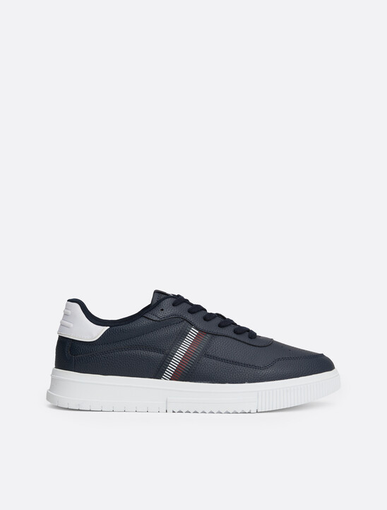 Signature Tape Textured Leather Trainers