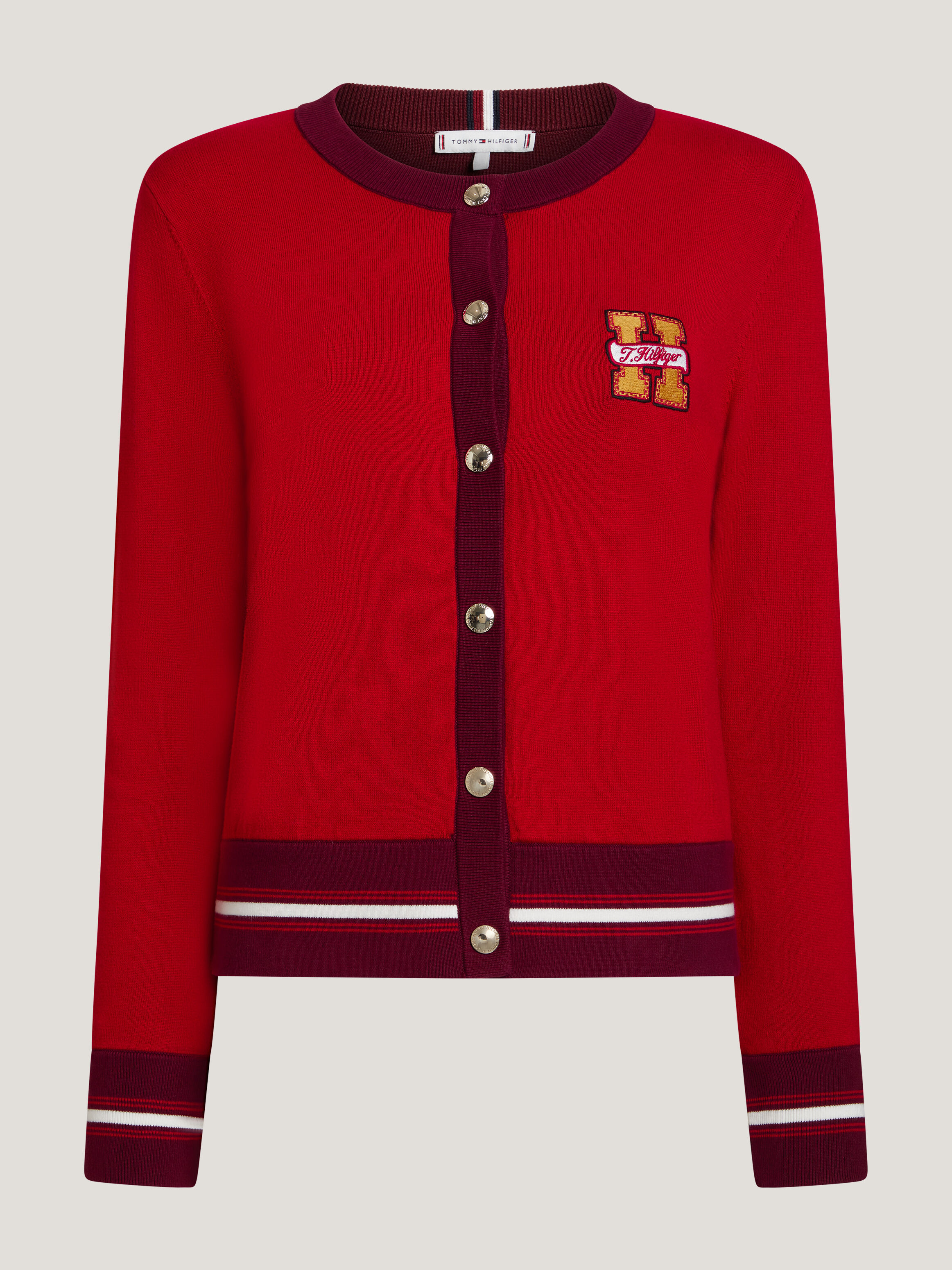 Red long sleeve cardigan top