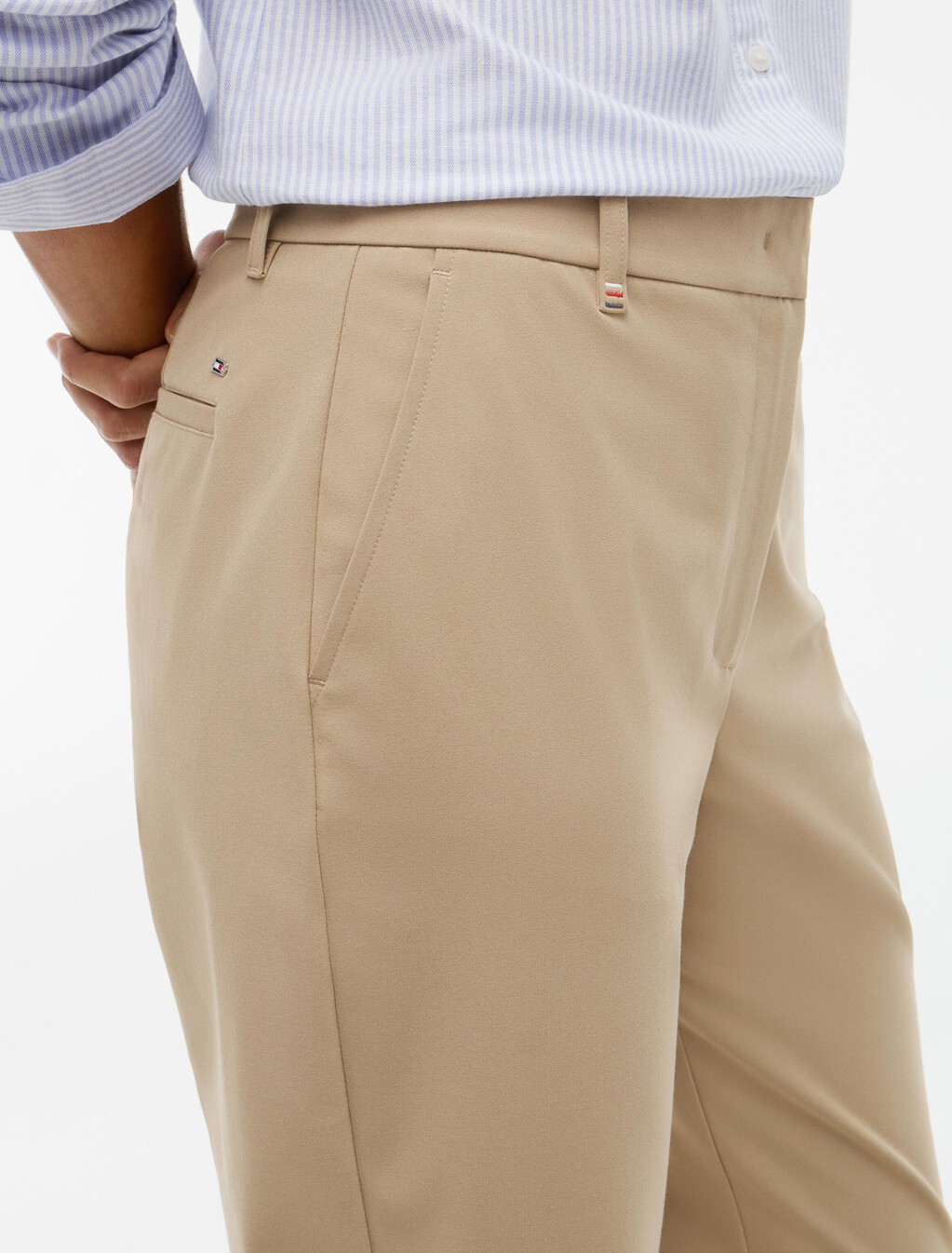 Travel Slim Straight Leg Trousers, Beige, hi-res