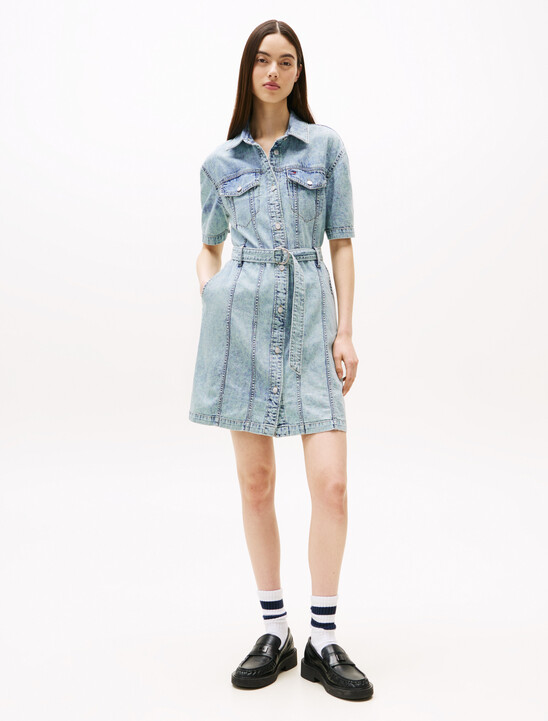 Belted Trucker Denim Dress