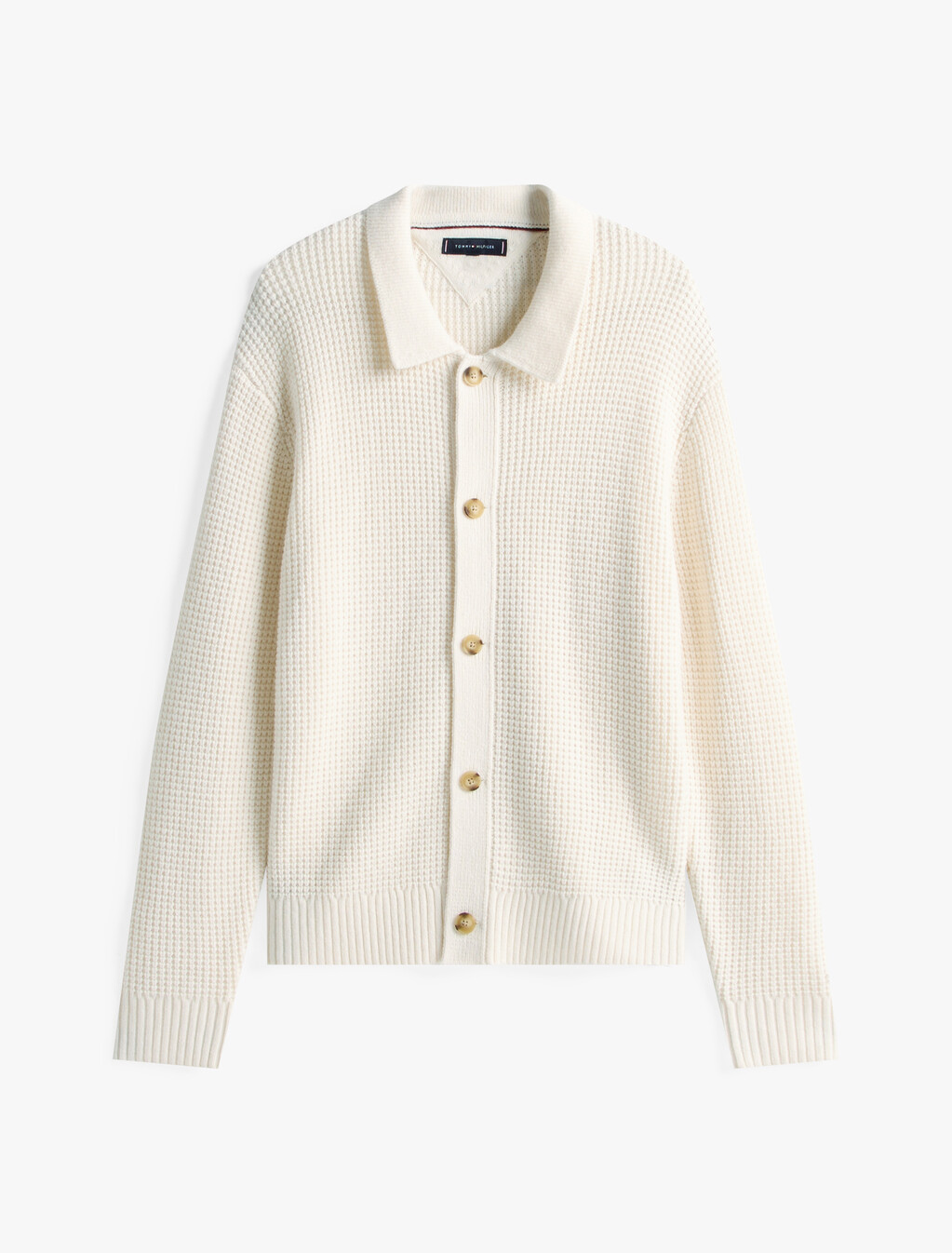 Smart Casual Waffle Knit Lambswool Blend Cardigan, Ivory Petal, hi-res