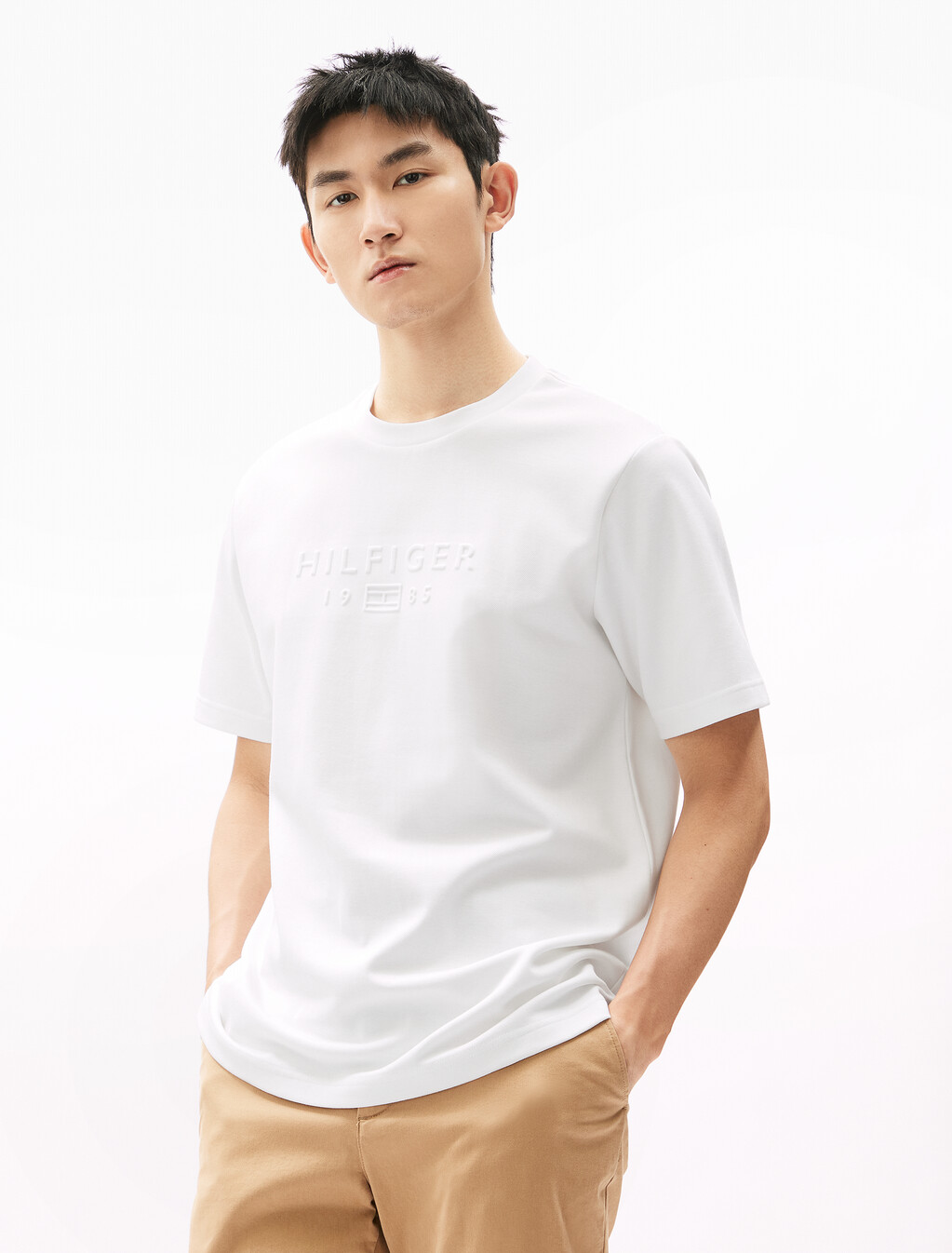 UV Cooling Embossed Logo Pique T-Shirt, White, hi-res