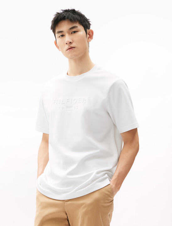 UV Cooling Embossed Logo Pique T-Shirt, White UV Cooling Embossed Logo Pique T-Shirt