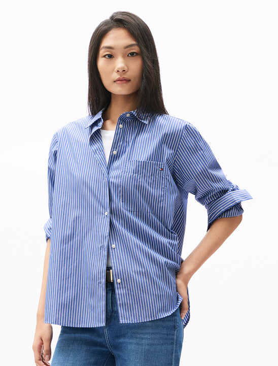 Asia Fit Essential Poplin Shirt, Blue Stp Asia Fit Essential Poplin Shirt