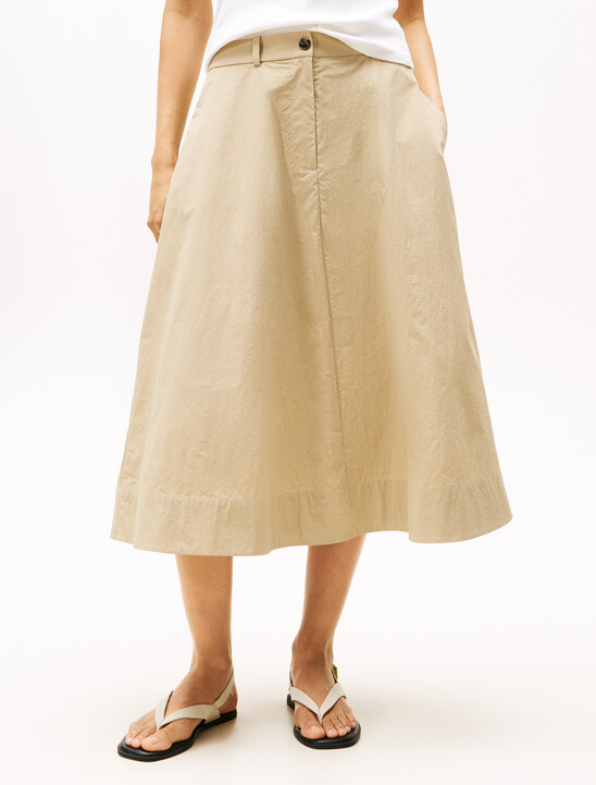 Asia Fit Nylon Chino Midi Skirt