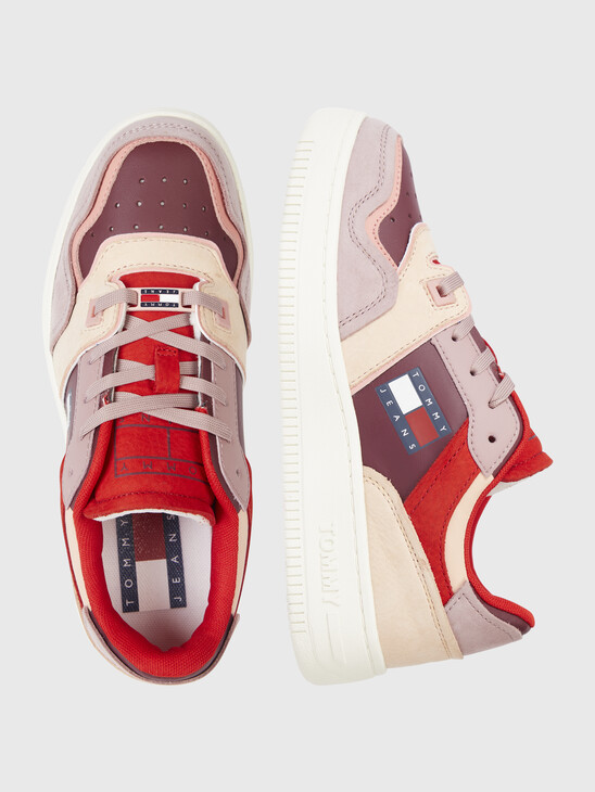 COLOR-BLOCKED NUBUCK LEATHER TRAINERS