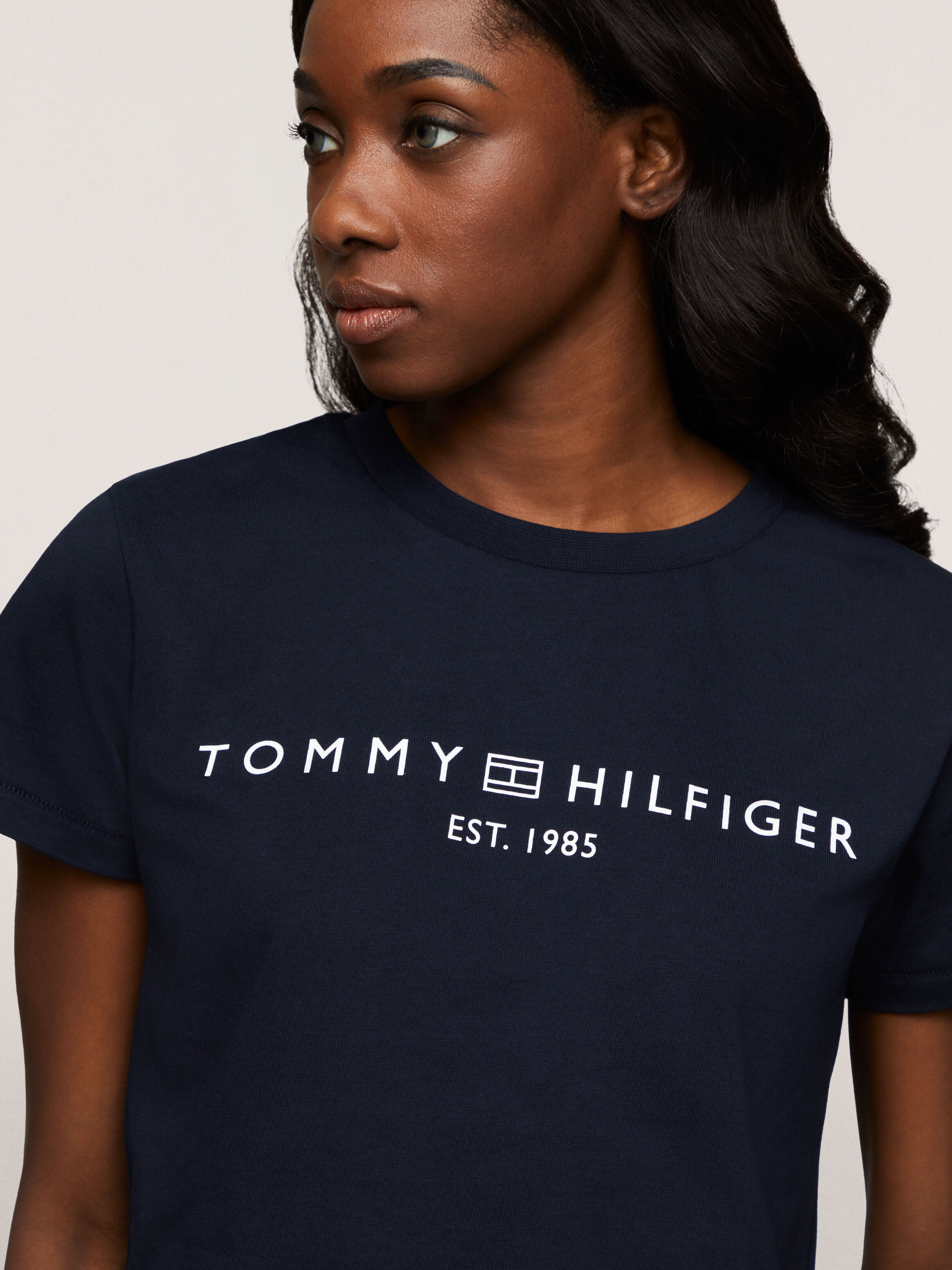 Back Seam Crew Neck T-Shirt | blue | Tommy Hilfiger Singapore