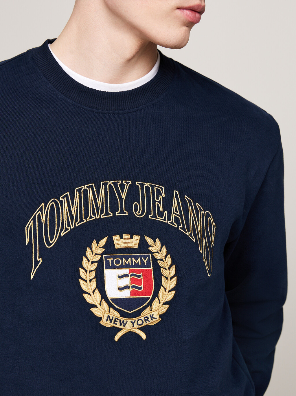 Logo Embroidery Crew Neck Sweatshirt, Dark Night Navy, hi-res