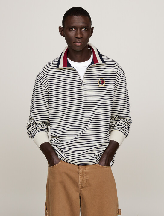 Crest Breton Stripe Half-Zip Sweatshirt