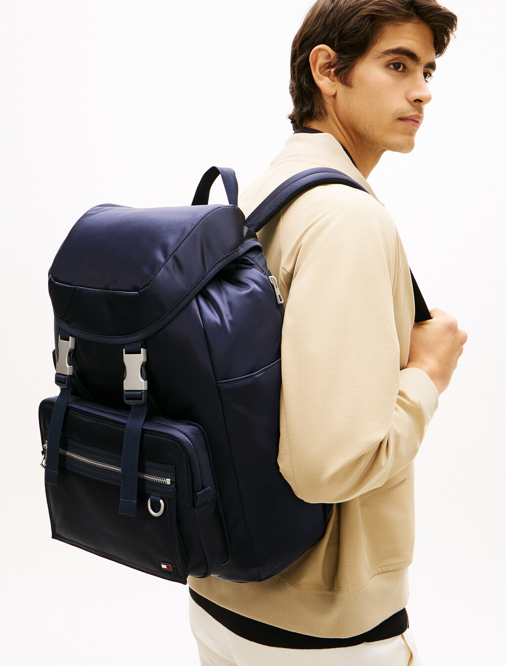 Toggle Drawstring Travel Backpack, Space Blue, hi-res