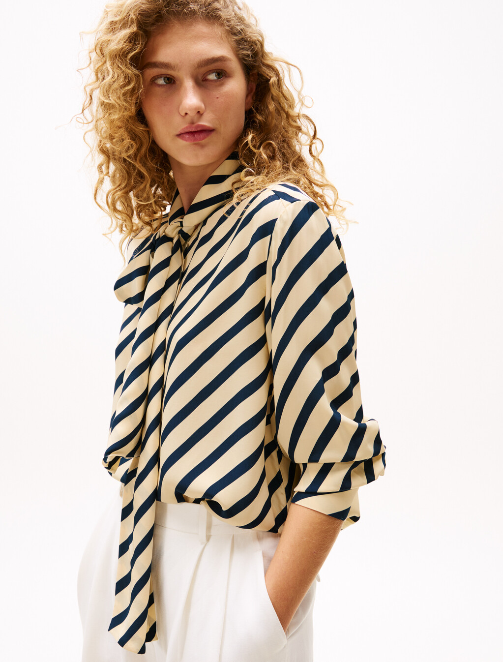 The Sofia Capsule Fluid Breton Shirt, Dark Night Navy Stripe, hi-res