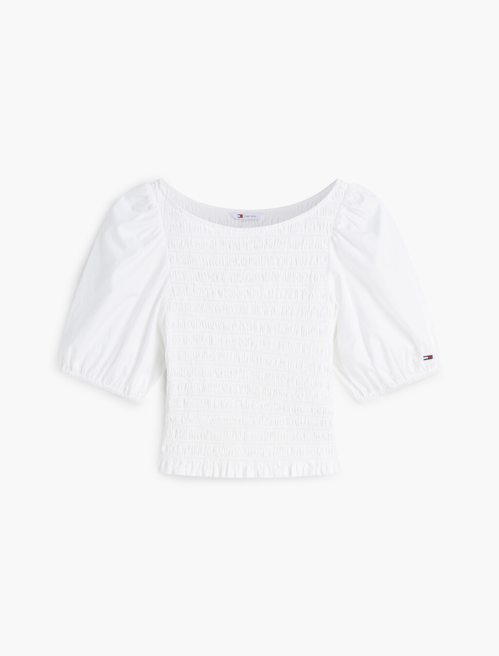 Smock Poplin Slim Short Sleeve Blouse, Ecru, hi-res