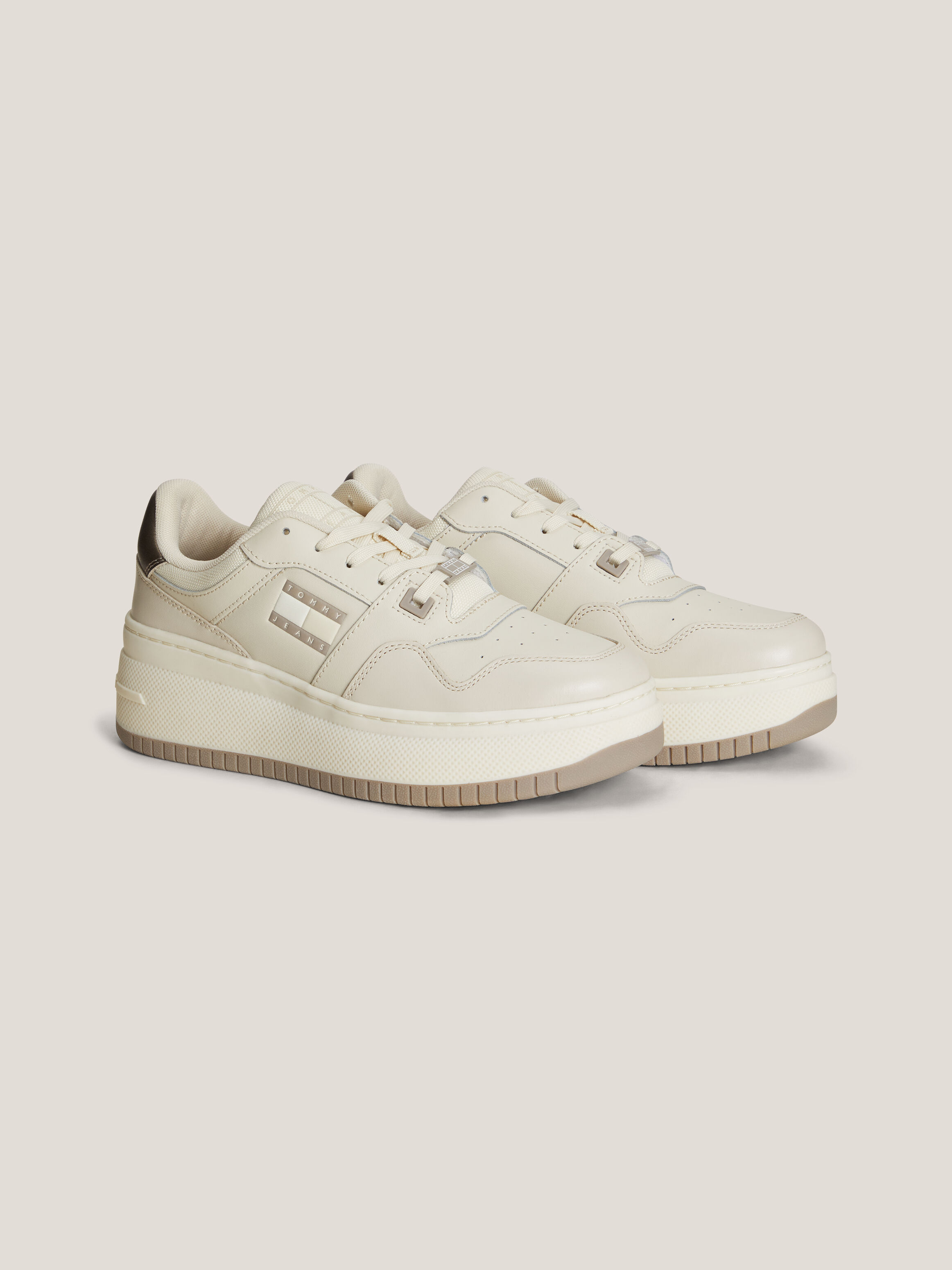 Leather Metallic Flatform Basketball Trainers