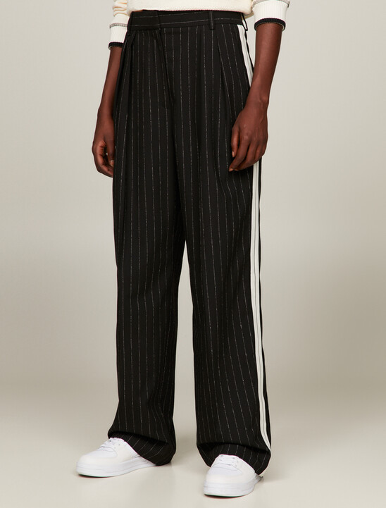 Pinstripe Straight Leg Relaxed Fit Trousers