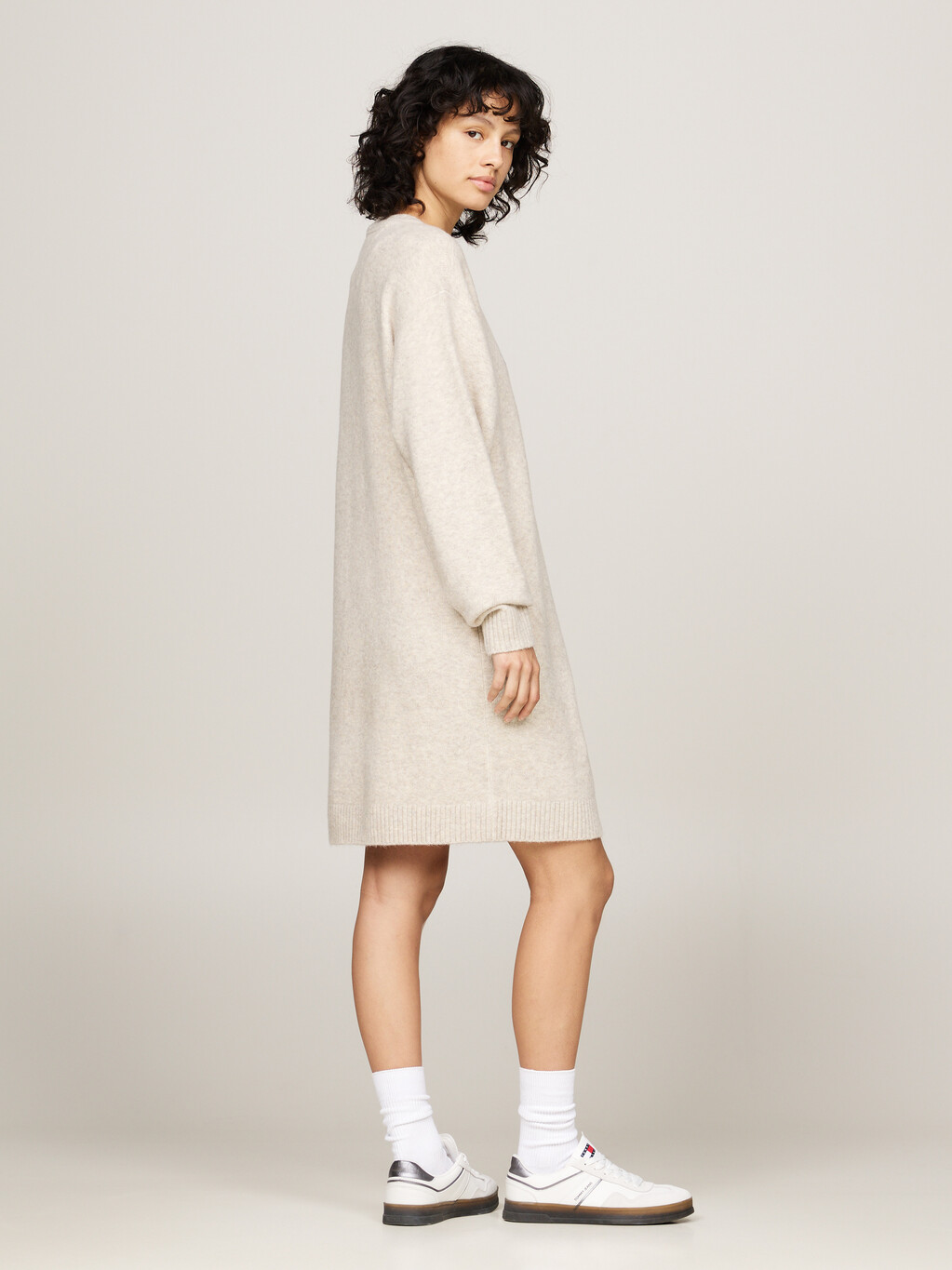 Relaxed Mélange Jumper Dress With Wool, Ancient White Melange, hi-res