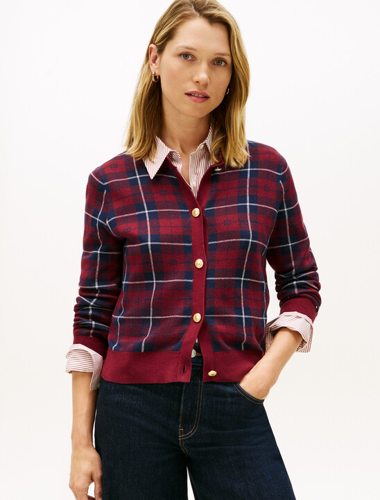 Tartan Flag Jacquard Crewneck Cardigan