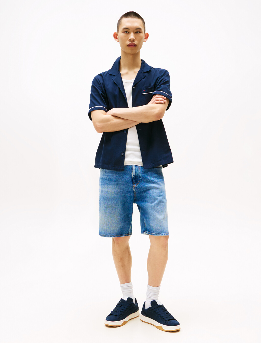 Back Logo Short Sleeve Shirt, Dark Night Navy, hi-res
