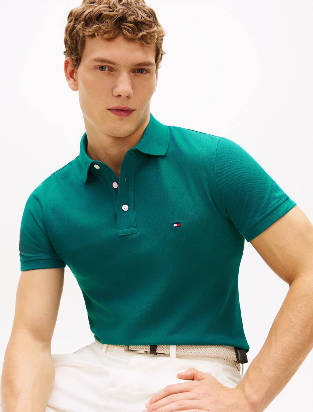 1985 Collection Slim Fit Polo, Deep Ocean, hi-res