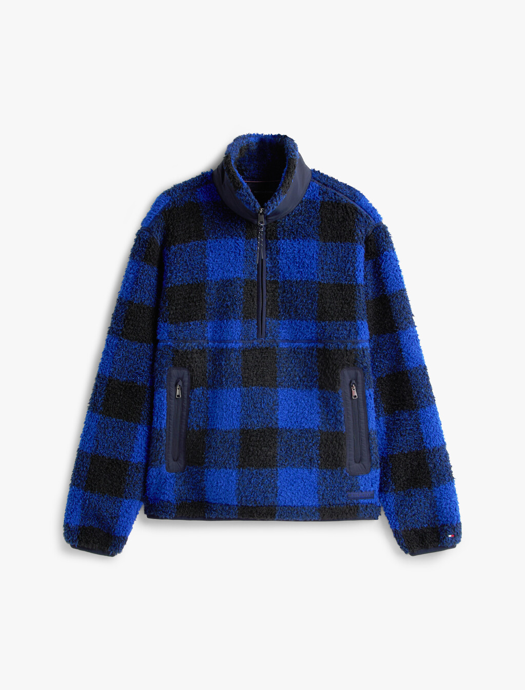Teddy Check Half-Zip Jumper, Wedge Blue / Black, hi-res