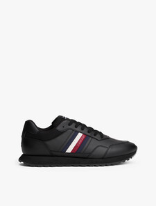 Signature Tape Cleat Trainers With Leather, Black, hi-res